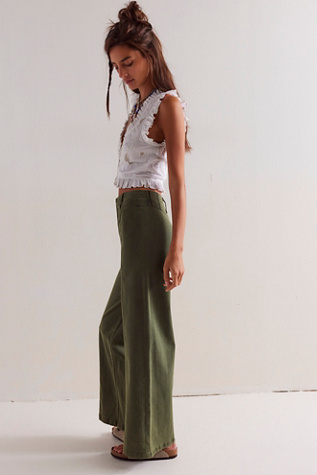 We The Free Libre Wide-Leg Jeans At Free People In Thyme, Size: 33