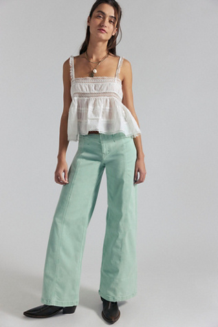 We The Free Libre Wide-Leg Jeans at Free People in Green, Size: 26