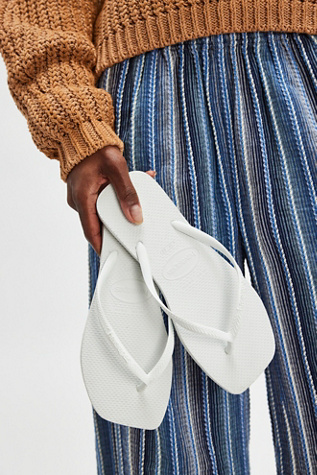 Havaianas Slim Square Flip Flops At Free People In White, Size: Small