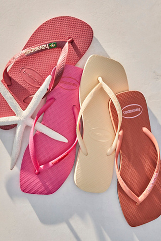 Havaianas Slim Square Flip Flops at Free People in Pink, Size: XL