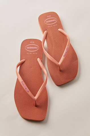 Havaianas Slim Square Flip Flops at Free People in Pink, Size: XL