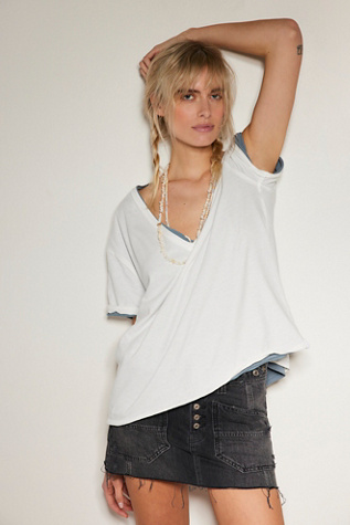 We The Free Nina V-Neck Tee at Free People in Ivory, Size: XS