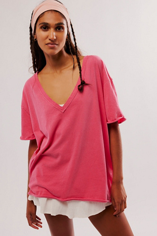 We The Free Nina V-Neck Tee at Free People in Magenta, Size: XS