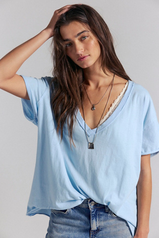 We The Free Nina V-Neck Tee at Free People in Dew Shine, Size: XS