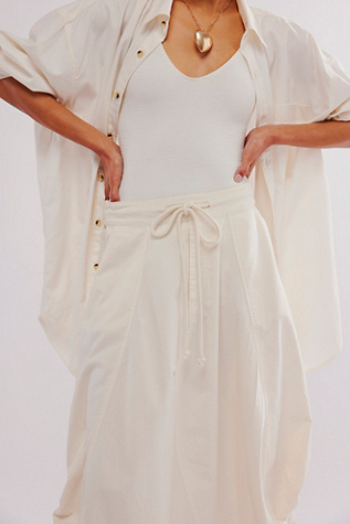 Willow Poplin Maxi Skirt by Free People in White, Size: XS
