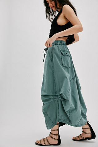 Willow Poplin Midi Skirt at Free People in Silver Pine, Size: XS