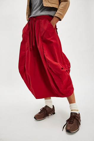 Willow Poplin Maxi Skirt by Free People in Red, Size: XL