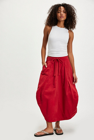Jupe longue en popeline Willow par Free People en Rubies, pour femme