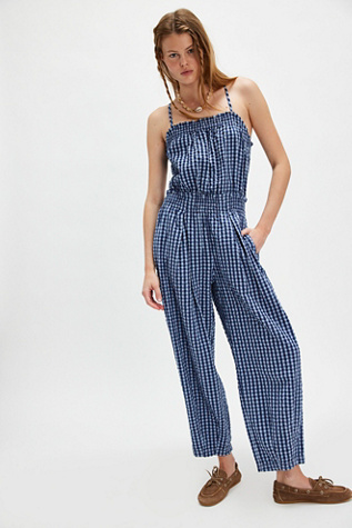 Retro Heatwave Gingham One-Piece At Free People In Blue Combo, Size: Large