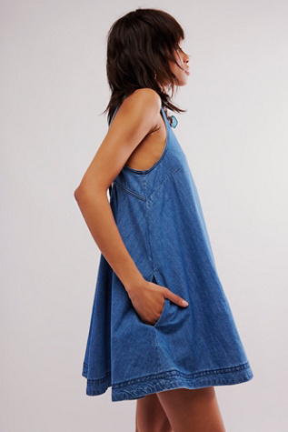 free people blue jean babydoll dress Susie Denim Mini Colour:MediumAquaMarine youll find attire in Hot Sale-Shirt-0120 Male Chief Full Dress