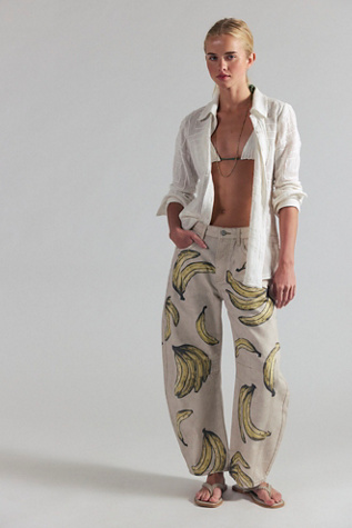We The Free Good Luck Printed Barrel Jeans