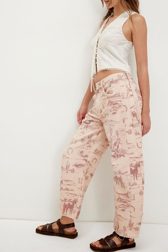 Free People ★ We The Free Good Luck Printed Barrel Jeans We The Free Good Luck Printed Barrel Jeans | Free People