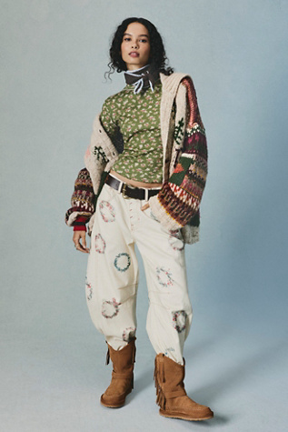 We The Free Good Luck Printed Barrel Jeans