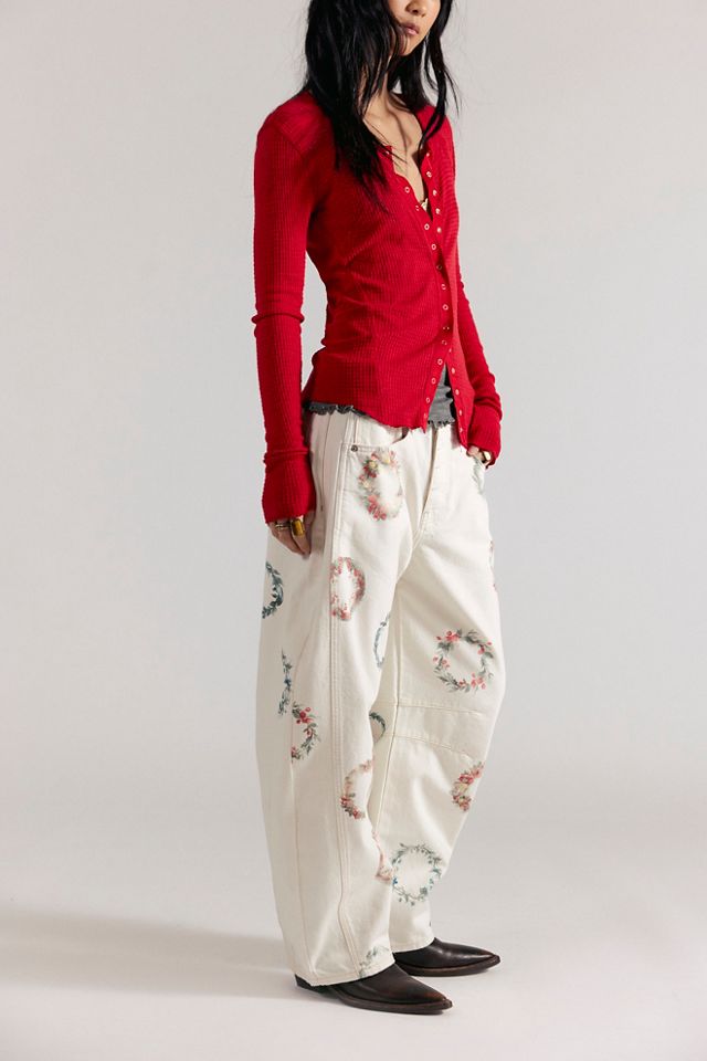 We The Free Good Luck Printed Barrel Jeans #4