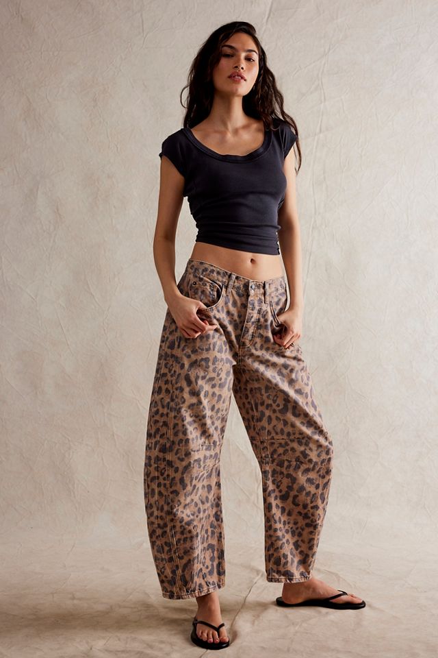 We The Free Good Luck Printed Barrel Jeans | Free People