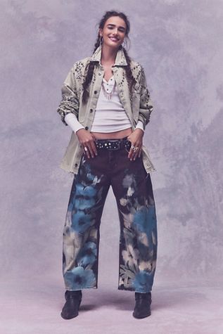 We The Free Good Luck Printed Barrel Jeans
