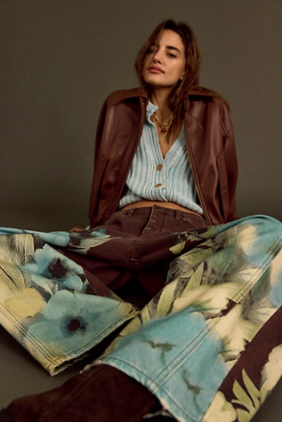We The Free Good Luck Printed Barrel Jeans