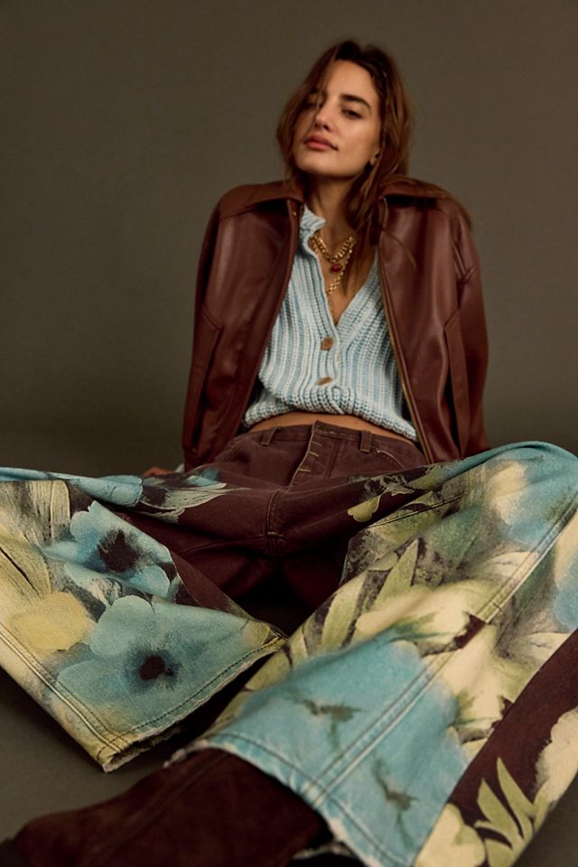 We The Free Good Luck Printed Barrel Jeans