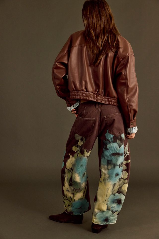 We The Free Good Luck Printed Barrel Jeans #1