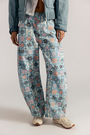 We The Free Good Luck Printed Barrel Jeans