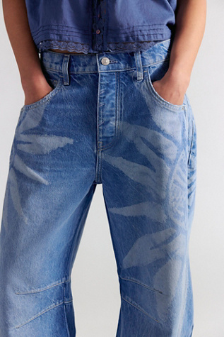 We The Free Good Luck Printed Barrel Denim Jeans