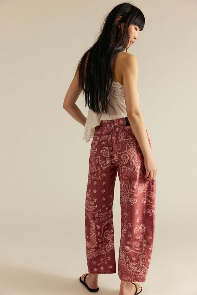 We The Free Good Luck Printed Barrel Jeans | Free People