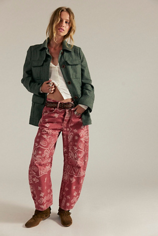 We The Free Good Luck Printed Barrel Jeans