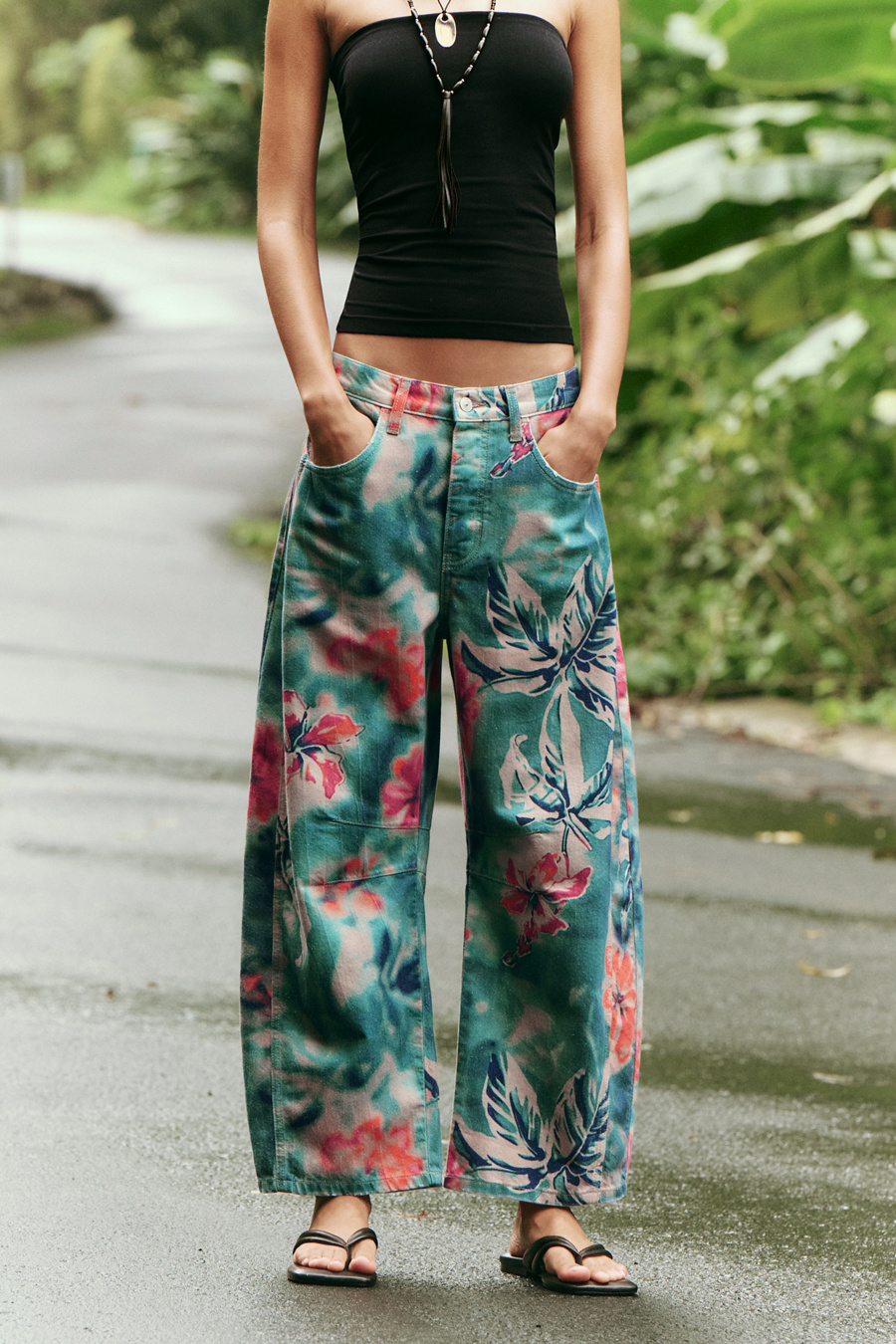 We The Free Good Luck Printed Barrel Jeans