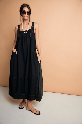 Machu Barrel Midi Dress at Free People in Black, Size: Medium