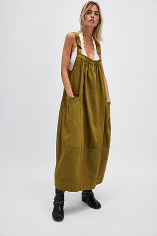 Machu Barrel Midi Dress at Free People in Olive, Size: XL