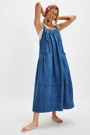Machu Barrel Midi Dress at Free People in Coastal, Size: Medium