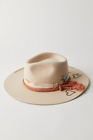 Roundtop Brimmed Felt Hat by Mossant at Free People in Taupe