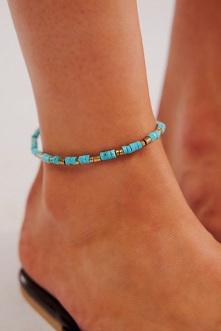 Sun Moon Rain Anklet at Free People in Turquoise