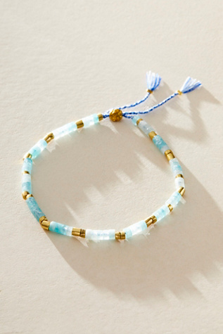 Sun Moon Rain Anklet At Free People In Aquamarine