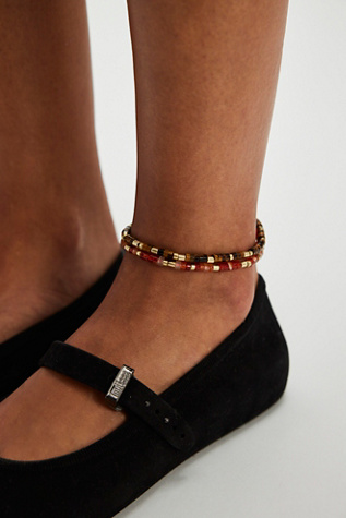 Sun Moon Rain Anklet at Free People in Carnelian