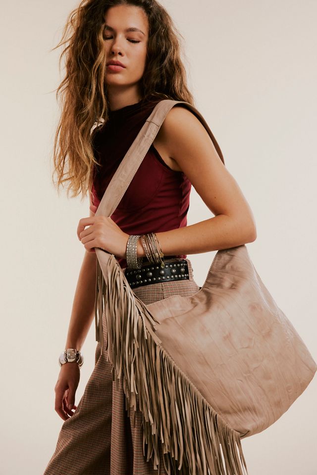 NEW beautiful leather fringe crossbody top purse