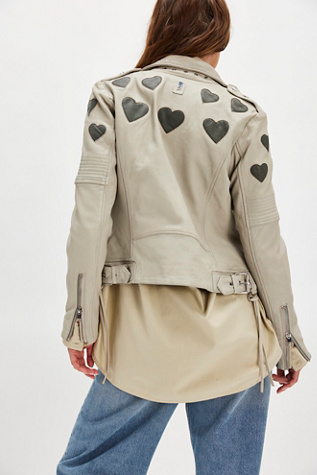 Reo Heart Moto Jacket by Mauritius Leather at Free People in White, Size: S