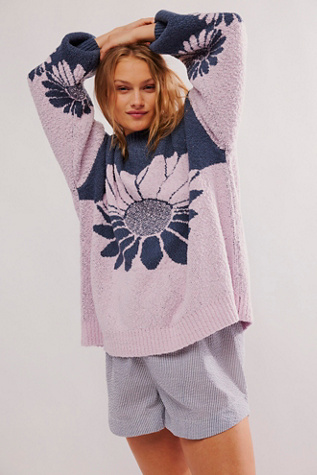 In Bloom Sweater at Free People in Blue Lilac Combo, Size: Small