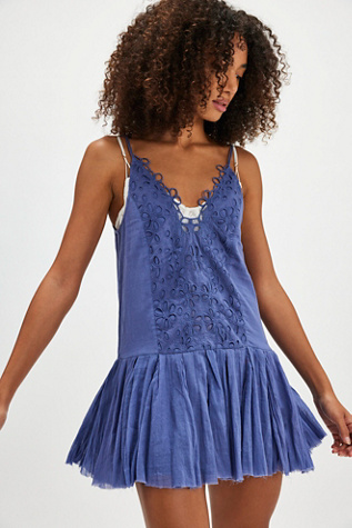 FP One Casella Drop-Waist Slip by Intimately, FP One at Free People in Denim Wash, Size: Small