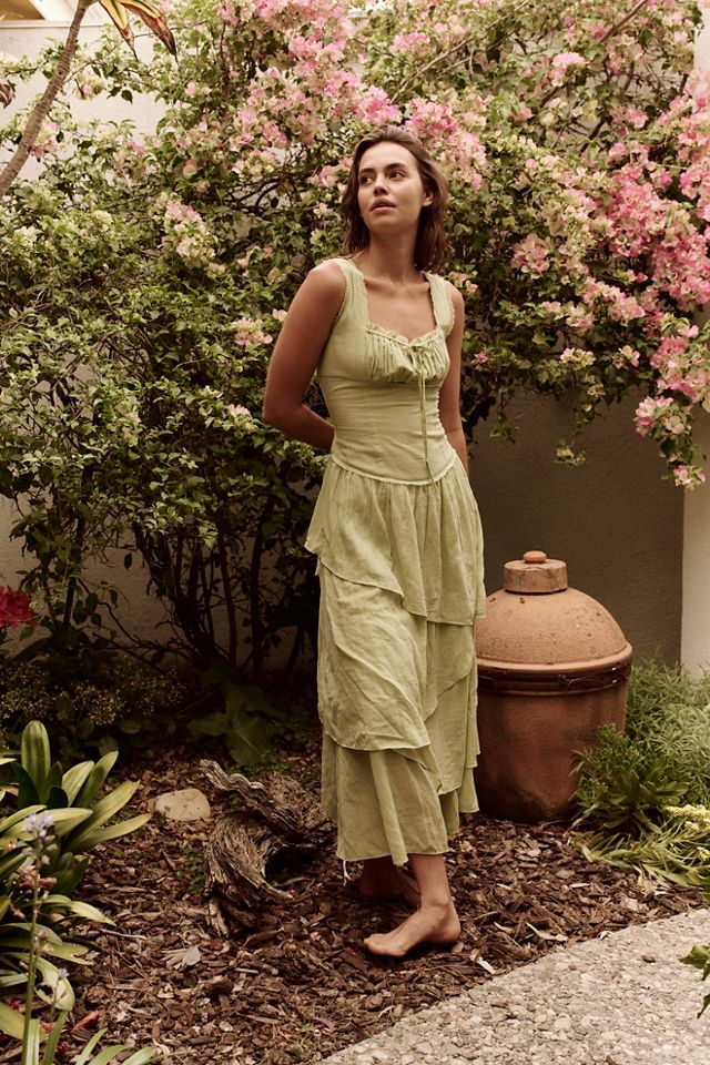 knee length dresses for ladies In My Dreams Blue Floral Midi Dress – Shop the Mint main image 0