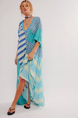 free people green striped dress Free People striped oversized romper in green