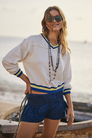 We The Free Alani Pull-On Chambray Shorts | Free People
