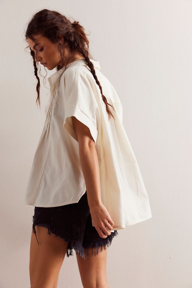 Free People We The Free Ashley Plaid Shirt in Ivory Combo