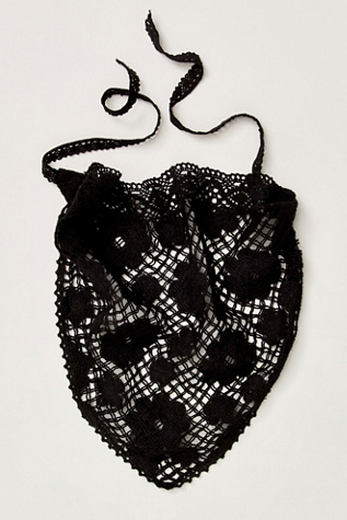 Clover Crochet Hair Scarf by Curried Myrrh at Free People in Black