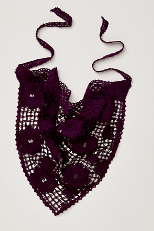 Clover Crochet Hair Scarf by Curried Myrrh at Free People in Plum