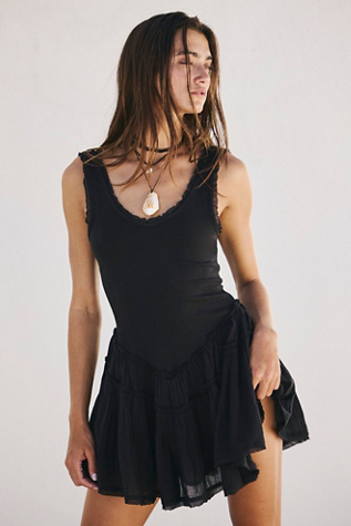 Izi Drop-Waist Mini Dress by free-est at Free People in Black, Size: Small