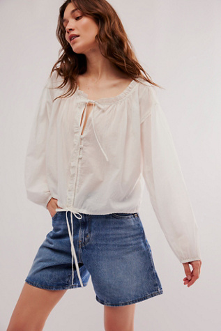 Selah Eyelet Top at Free People in Optic White, Size: XL