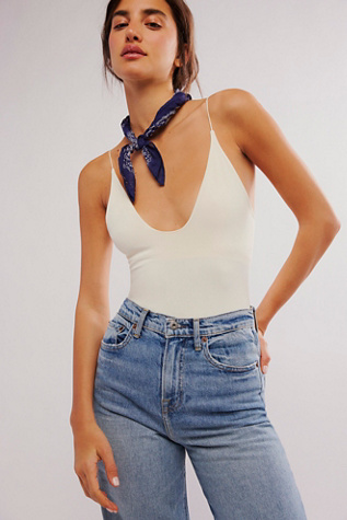 Clean Lines Plunge Bodysuit by Intimately at Free People in Ivory, Size: XS/S