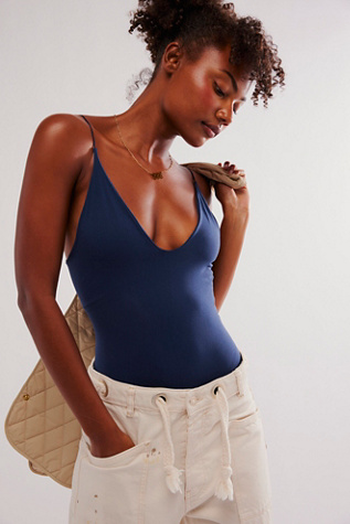 Clean Lines Plunge Bodysuit by Intimately at Free People in Quarry, Size: XS/S