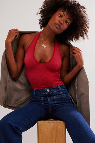 Clean Slate Halter Bodysuit by Intimately at Free People in Red Dahlia, Size: M/L